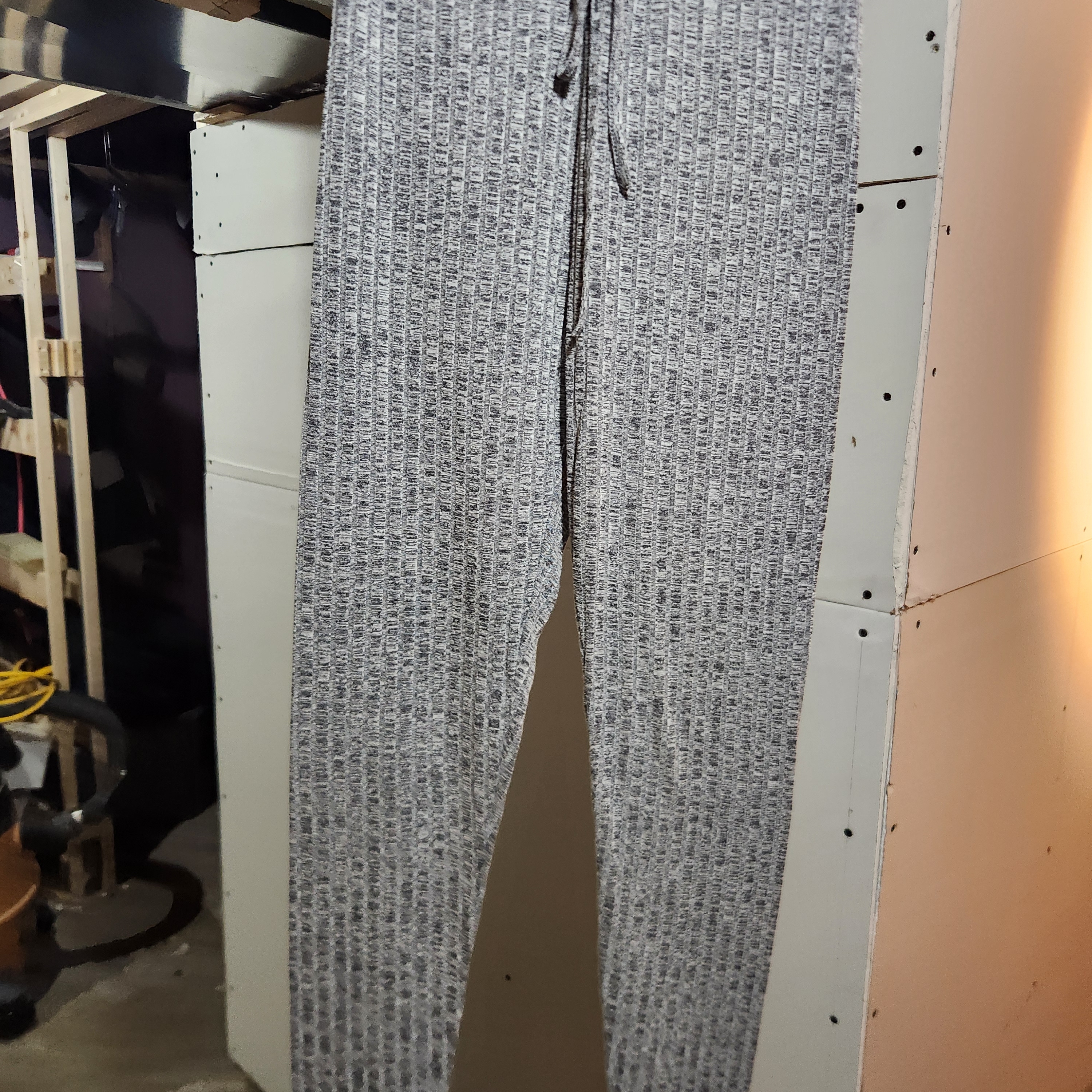 Shein Gray Ribbed Knit Leggings With Drawstring